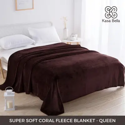 Kasa Bella - SALE Super Soft Coral Fleece Blanket | QUEEN SIZE 180*200cm | Flannel Warm Comfortable | For Beds Mink Fur Throw Solid Color For Sofa Cover Bedspread Winter Plain Blankets