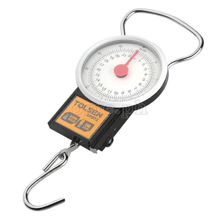 TOLSEN 50LB SPRING BALANCE HANGING POCKET SCALE WITH 39 TAPE