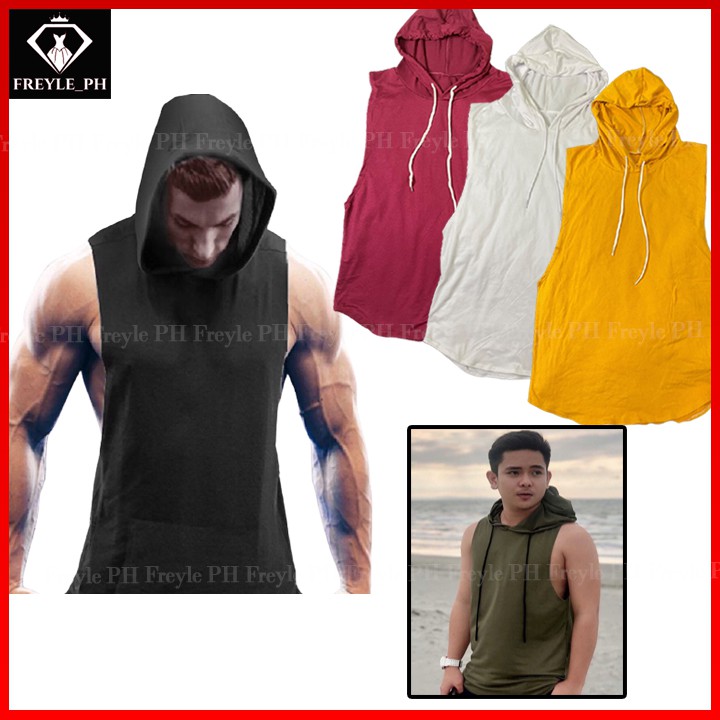 Drake Muscle Tee Hoodie Gym Stretchable Cotton Workout Sando for Men