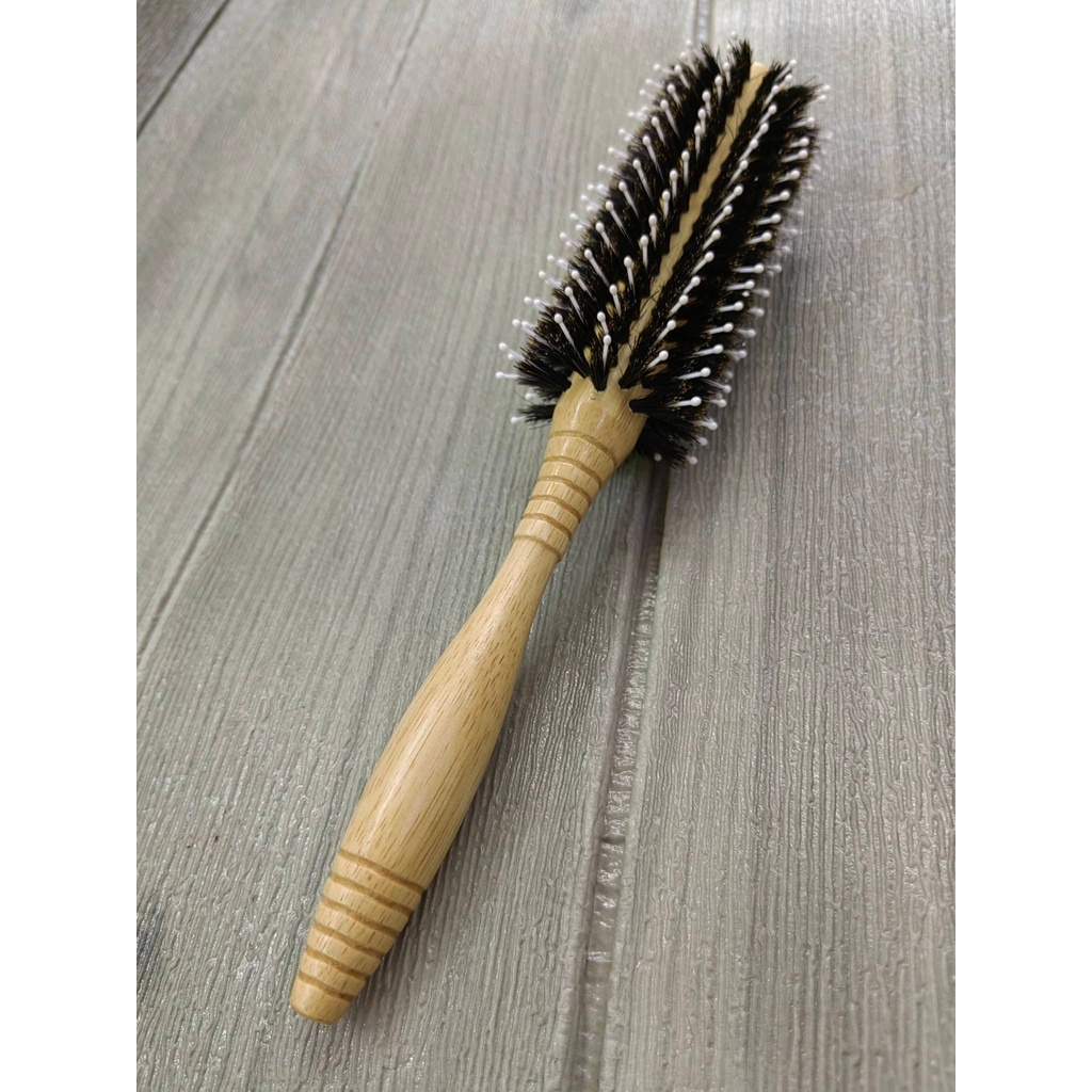 Wooden Hair Roller Brush / Styling brush with Soft Bristle white