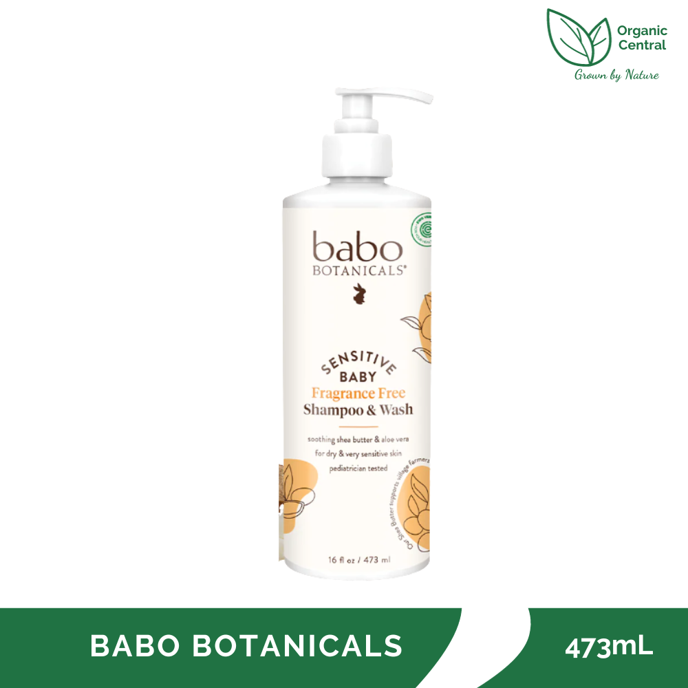 Babo Botanicals Sensitive Baby Shampoo & Wash Fragrance Free 473mL