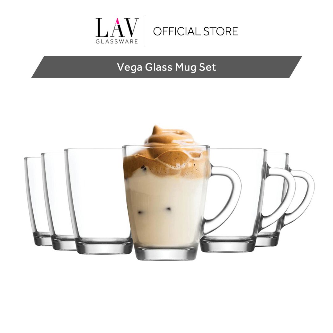  lav Glass Coffee Mugs for Hot Beverages Set of 6