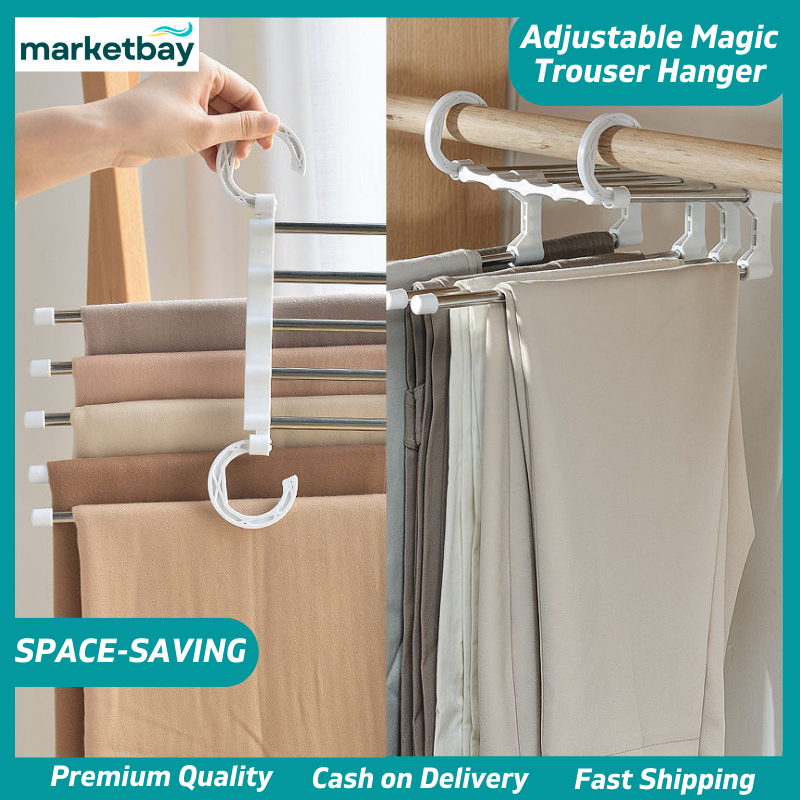 Marketbay Adjustable Magic Trouser Hangers, Multi-functional Magic ...