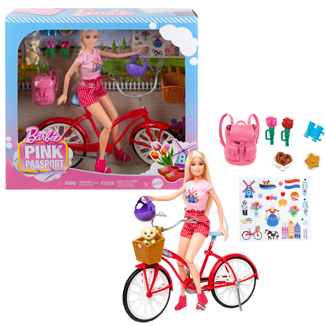 Bicycle Helmet Barbie Doll Bike Set Kids Bike Basket Barbie Doll