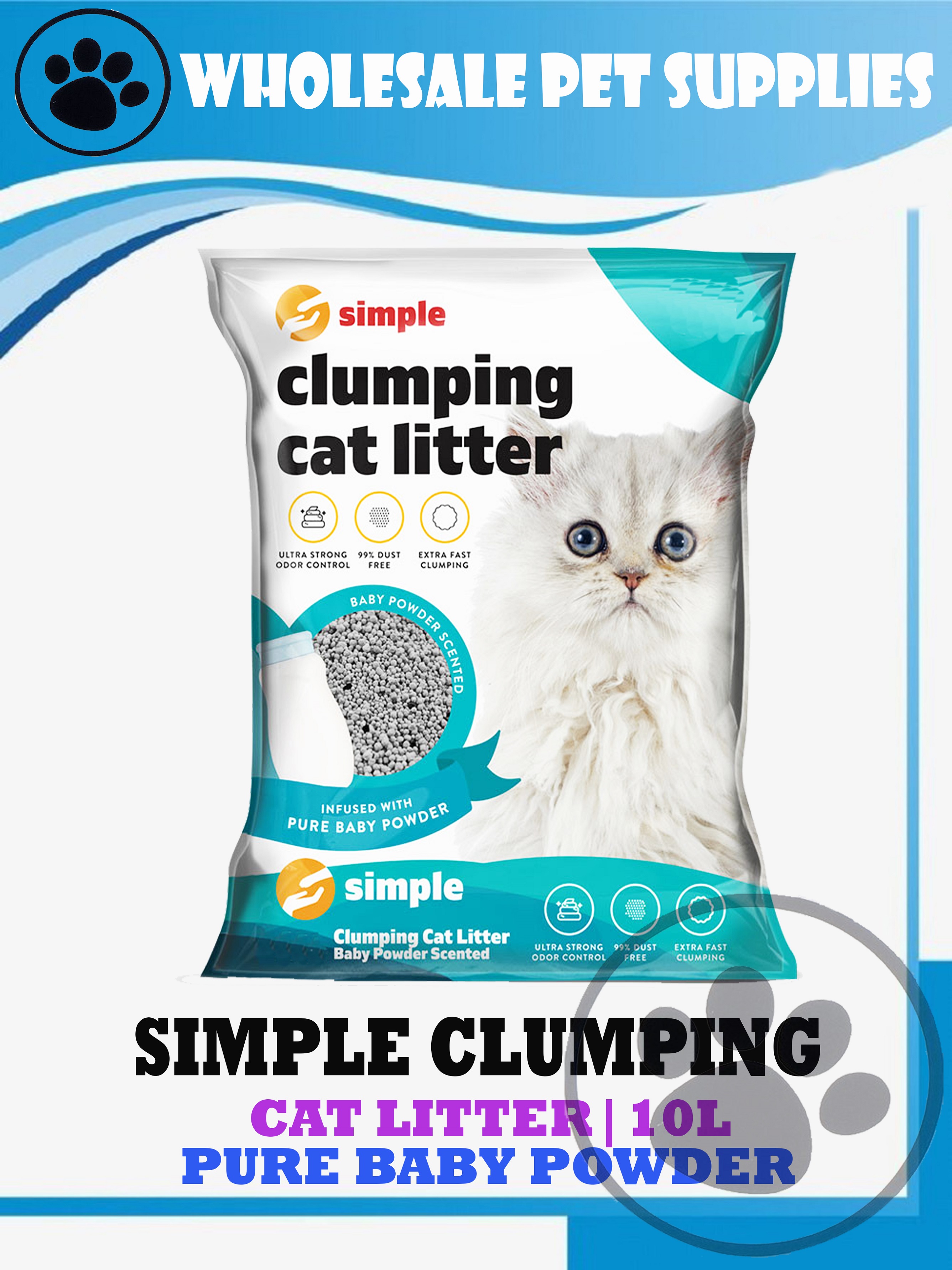 SIMPLE CLUMPING Cat Litter (BABY POWDER) 10L Lazada PH