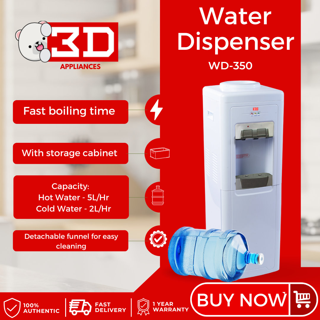 3D WD350 Hot & Cold Water Dispenser with Storage Lazada PH