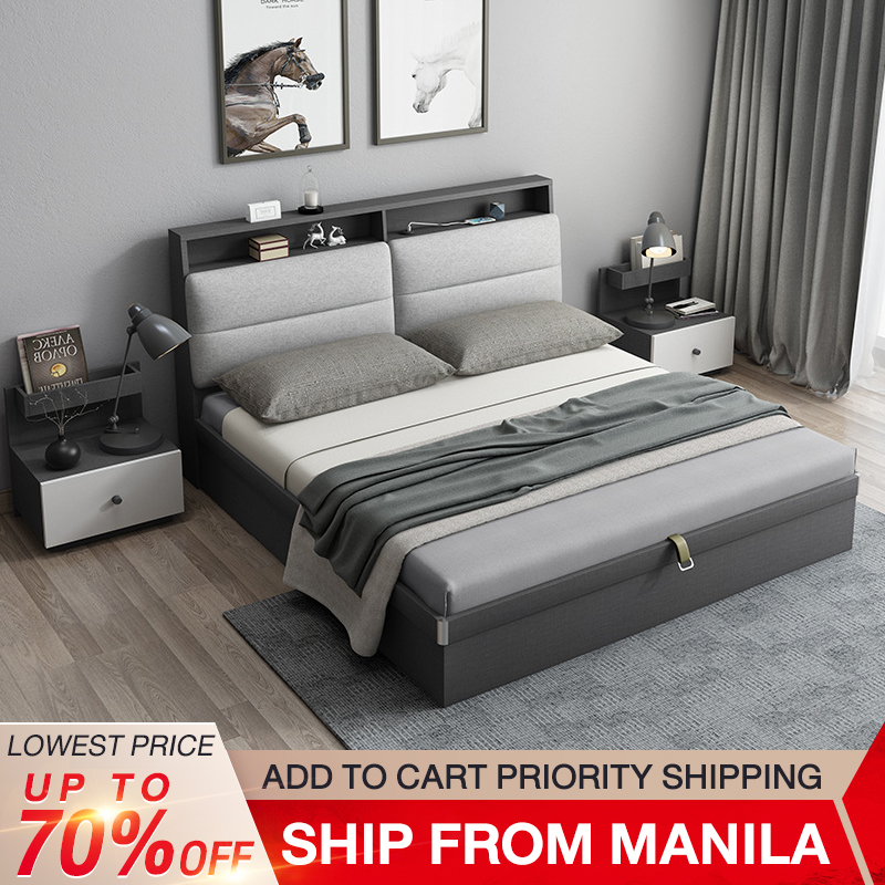 BAIERDI Scandinavian double bed Modern minimalist master bedroom