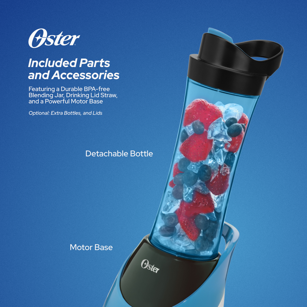 Oster MyBlend Personal Blender with Blue 20oz Travel Sports Bottle