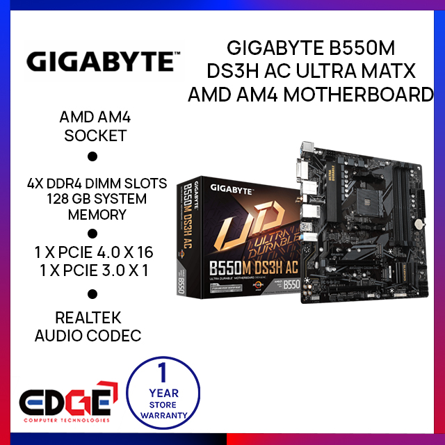 Gigabyte B550M DS3H AM4 mATX Motherboard 