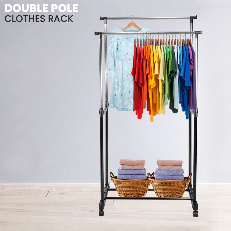 Double Pole Telescopic Clothesrack Good Quality Bar Clothes Hanger Lazada PH