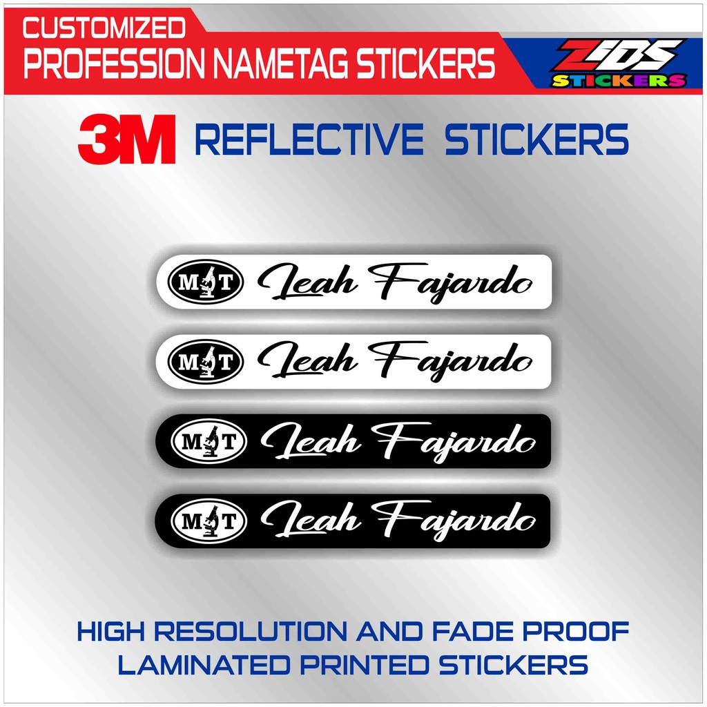 3M REFLECTIVE nametag bike name STICKERS FOR BIKES, MOTORCYCLE, LAPTOPS