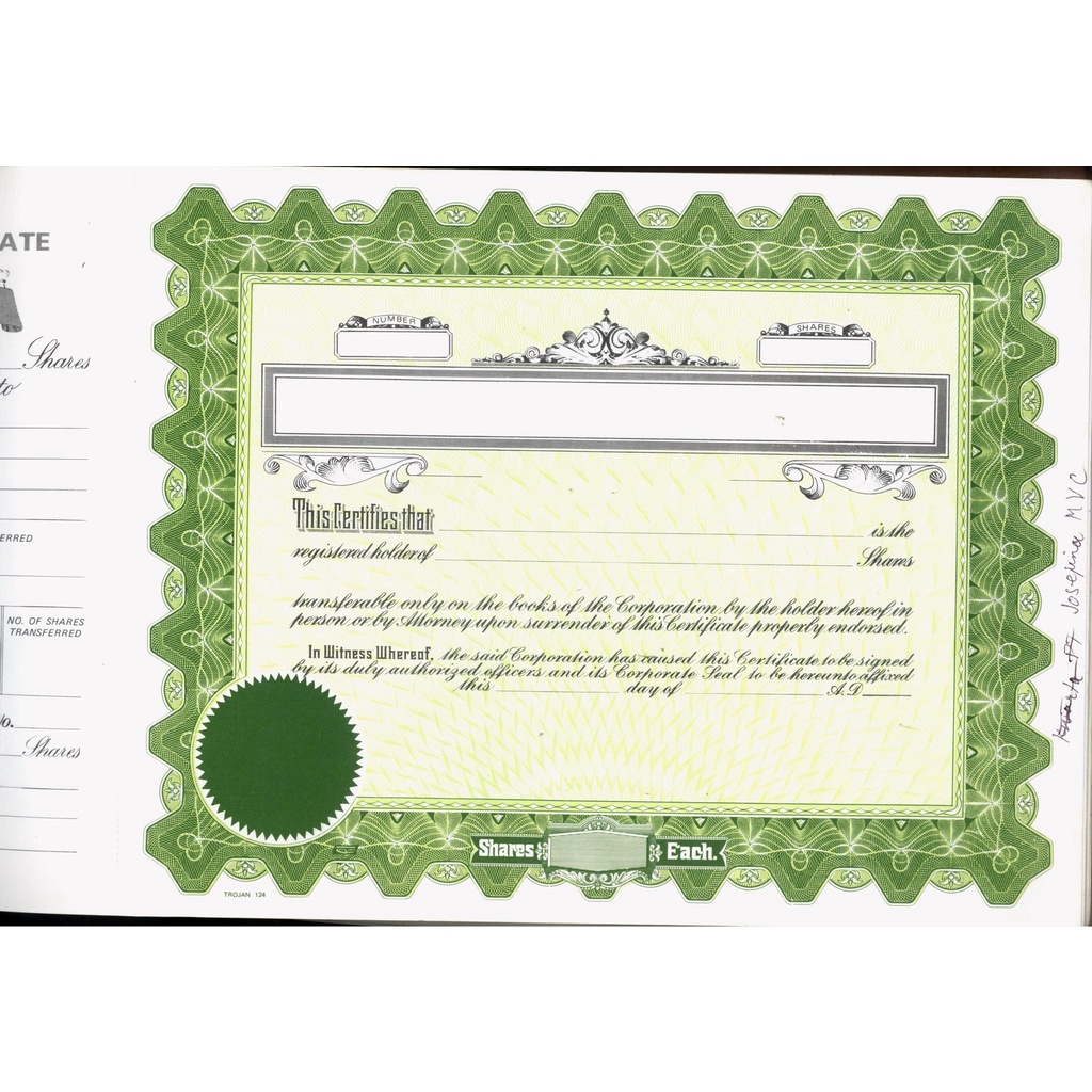 Trojan 124 Stock Certificate by 20's | Lazada PH