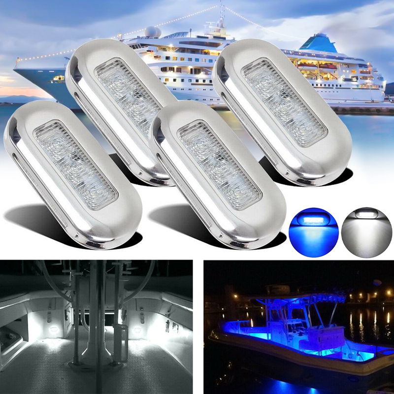 4Pcs 12V เรือ Marine ไฟสัญญาณ Clear ขนาดใหญ่กันน้ำ LED ไฟสุภาพตกแต่งบันได