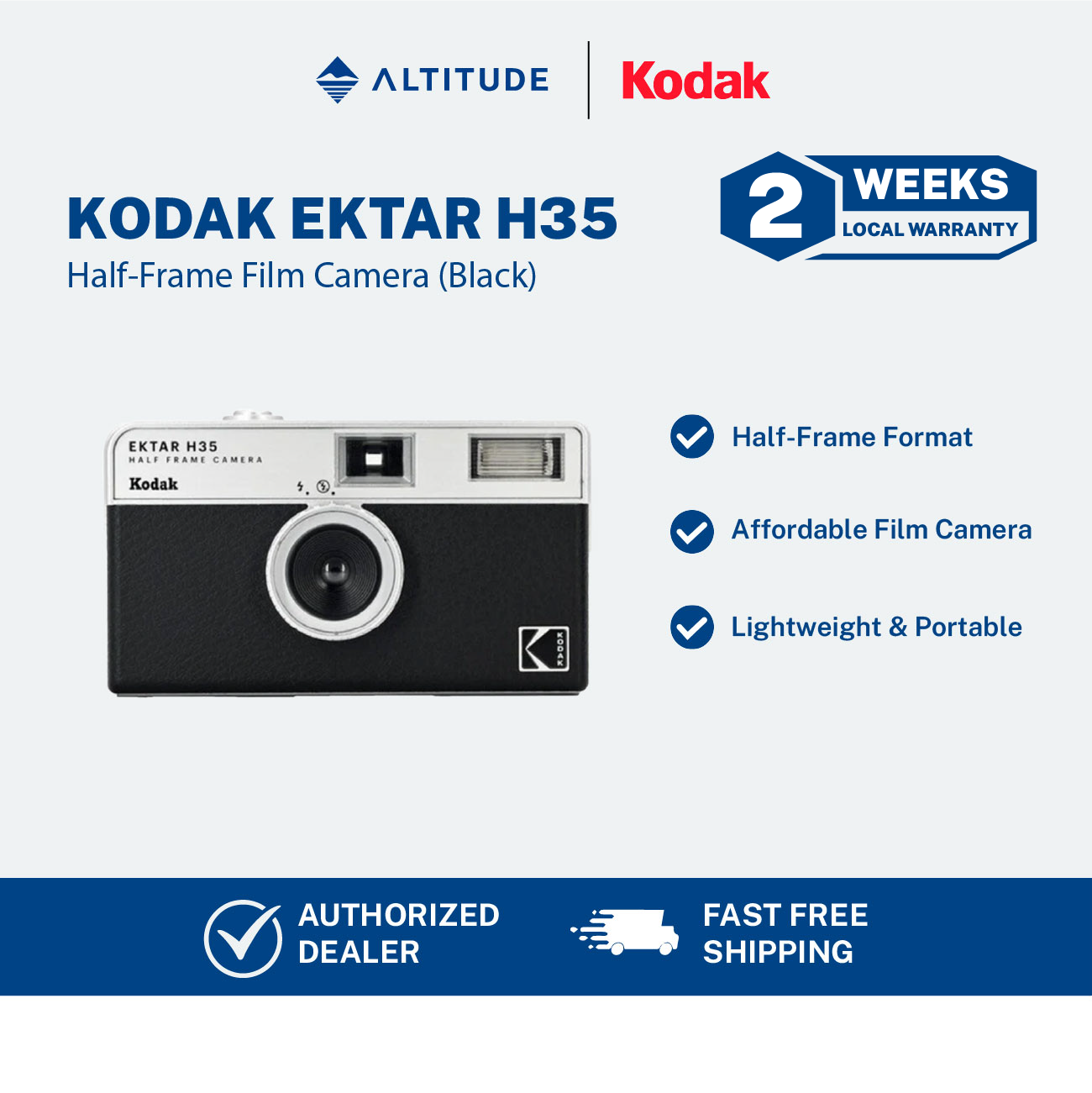 KODAK EKTAR H35 Half Frame Film Camera Fixed-Focus Wide-Angle Lens