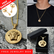 18k Gold VERSACE Pendant with Twisted Rope Chain Necklace