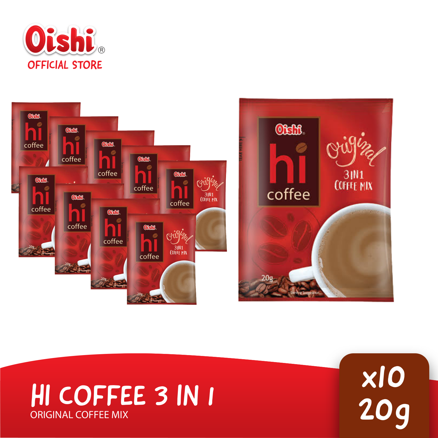 Oishi HICoffee Original 3in1 Coffee MixMini Cup 20G x10 Lazada PH