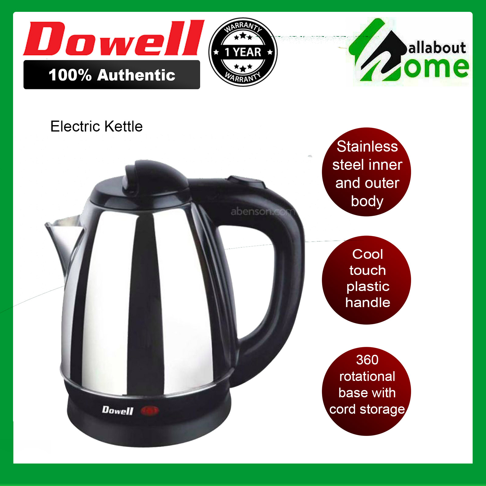 Dowell 1.5L Electric Kettle EK157S Lazada PH