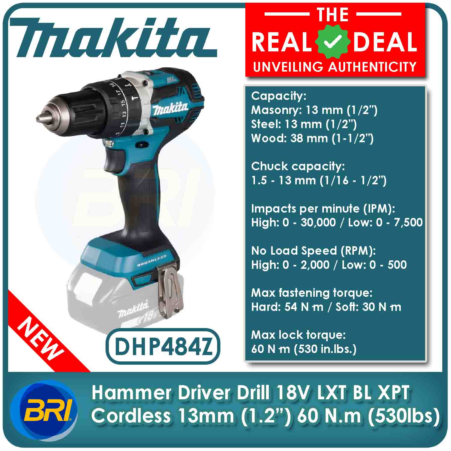 Brushless 18V Hammer Drill / Impact Driver – Compatible With Makita LXT BL18 Batteries (Tool Only)