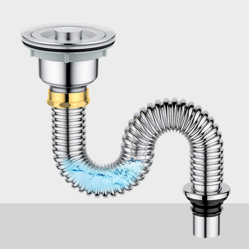 [Fast Delivery] Kitchen Sink Drain Pipe Stainless Steel Washing Basin