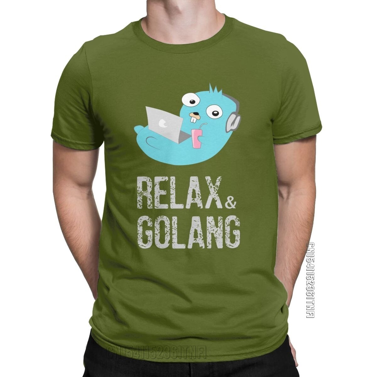Relaxing Gopher Golang Go T Shirt Men Cotton Casual T-Shirts Crewneck ...
