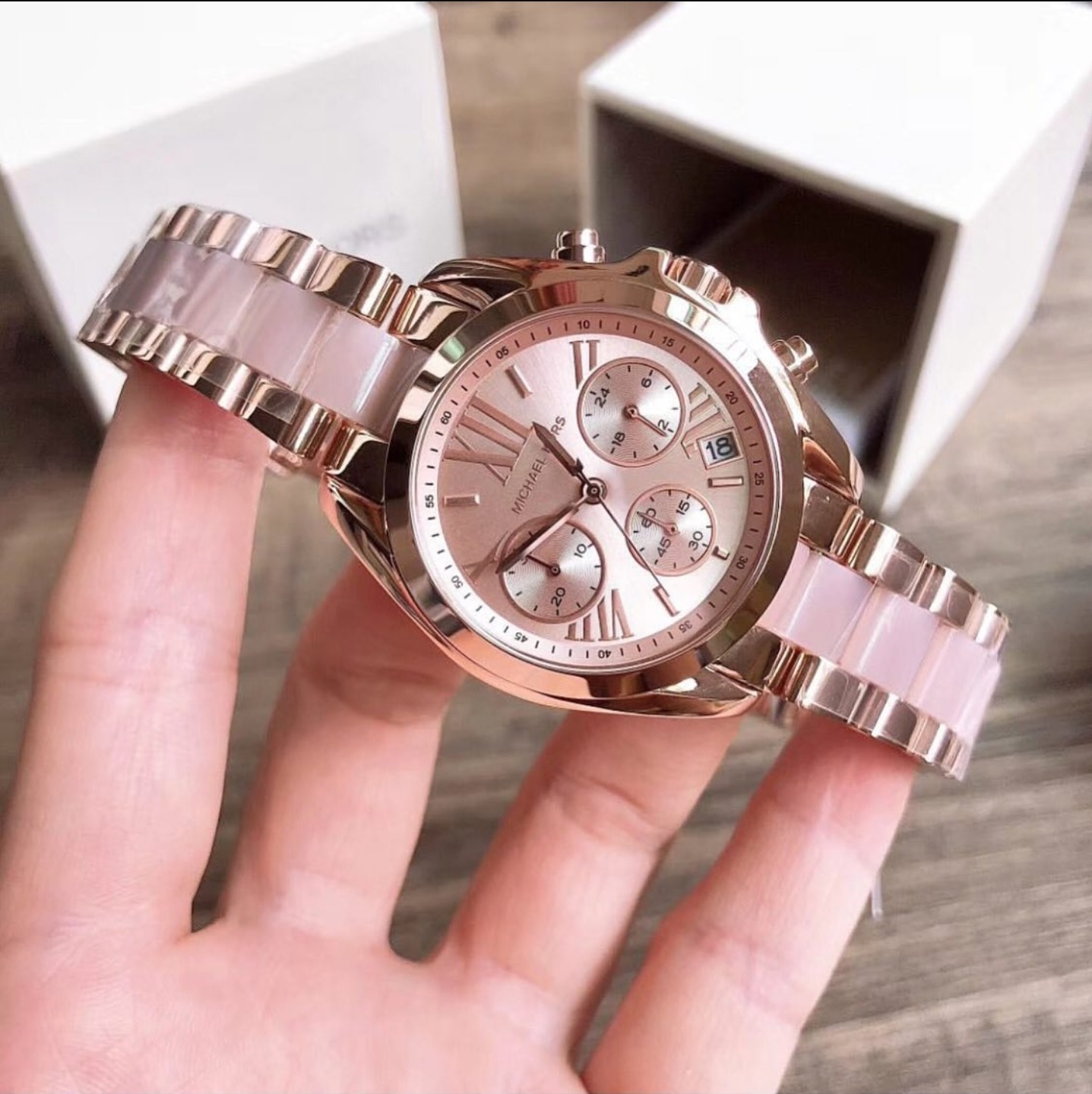 MICHAEL KORS MINI BRADSHAW ROSEGOLD STAINLESS STEEL 36MM CHRONOGRAPH WATCH   Curate
