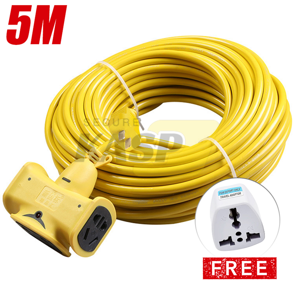 (With Universal Adapter ) 5M - 40M Power Cord Extension With Socket ...