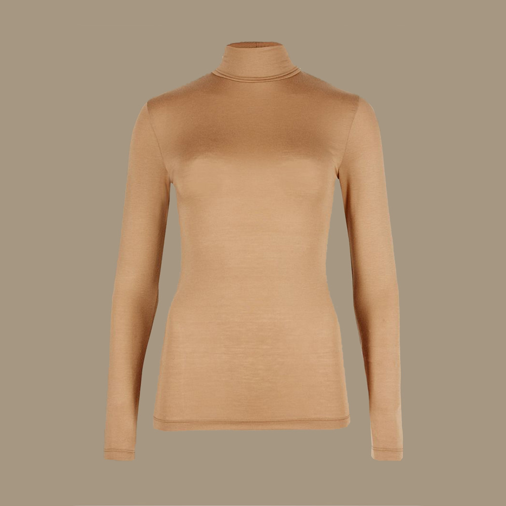 P72.11 Ex M*S Heatgen™ Thermal Polo Neck Long Sleeve Top Camel Size 6-20 