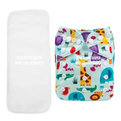 Alva Washable Cloth Diapers ✅1 Microfiber Insert 3-Layer JungleAnimals