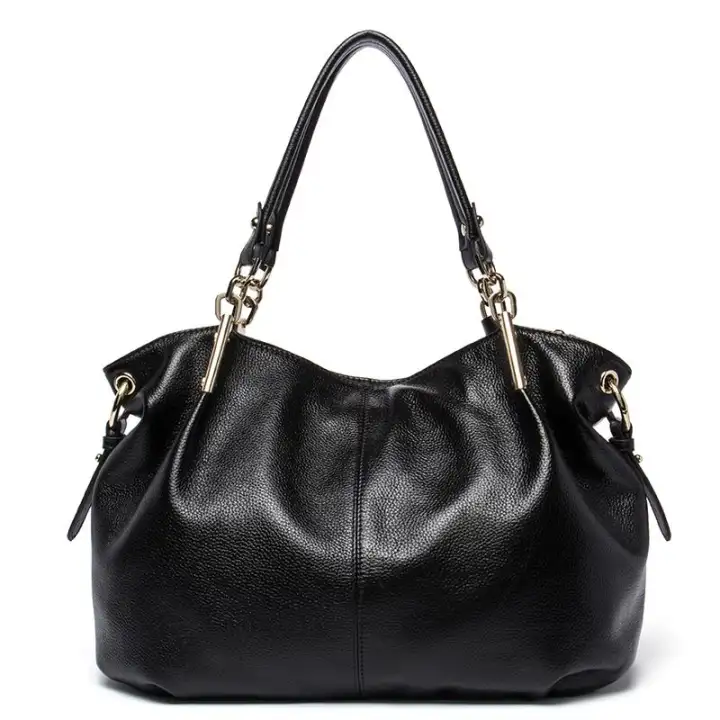 black real leather purse