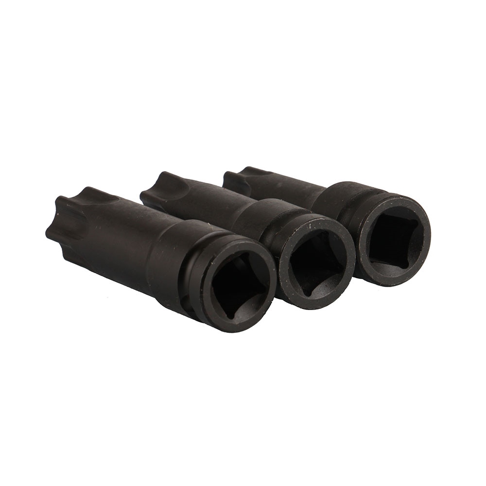 [HEME LL] 3pcs 1/2 Sqaure Drive T80 T90 T100 Black Torx Socket Set Of Tools Pneumatic Wrench