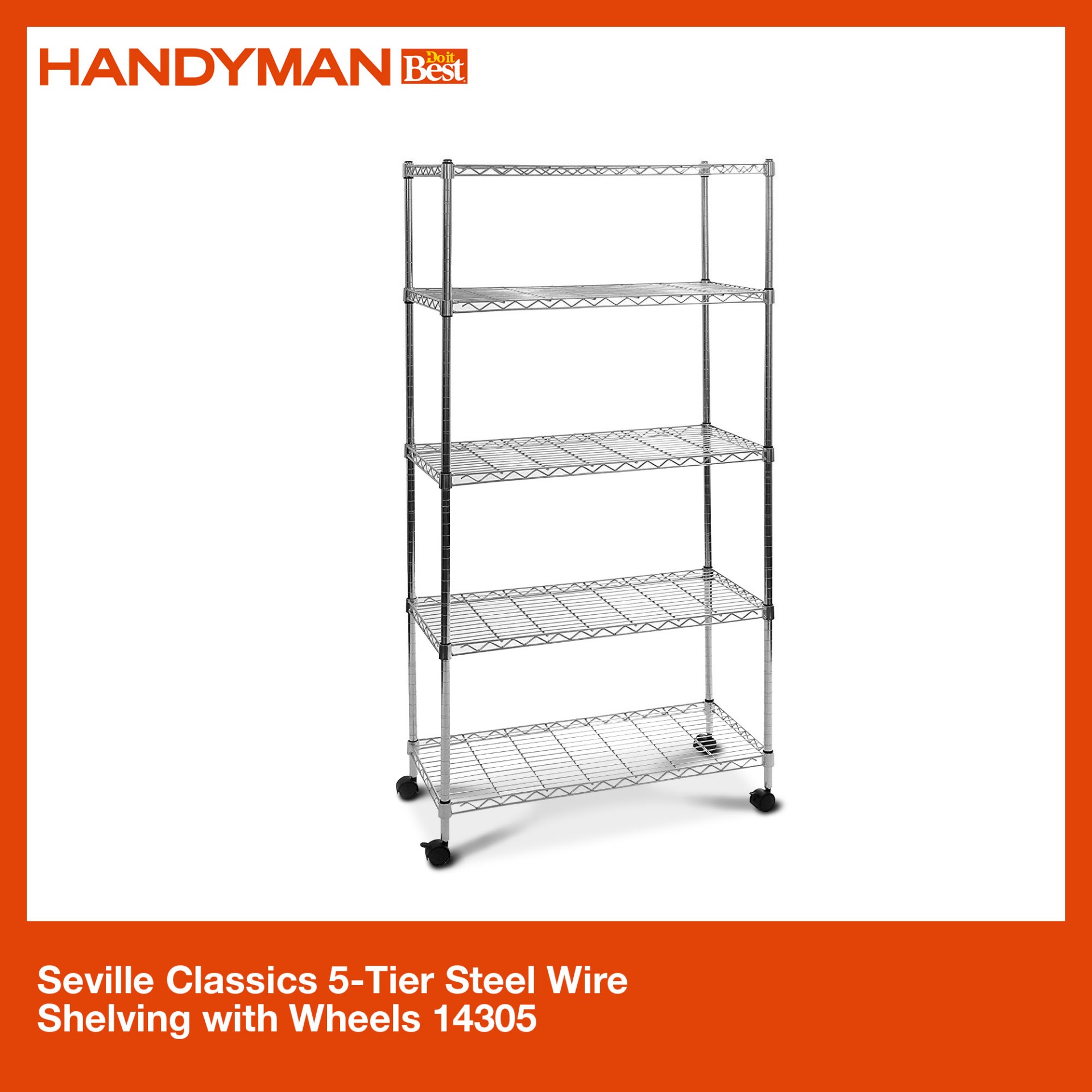 Seville Classics 5 Tier Steel Wire, 5 Tier Wire Shelving With Wheels