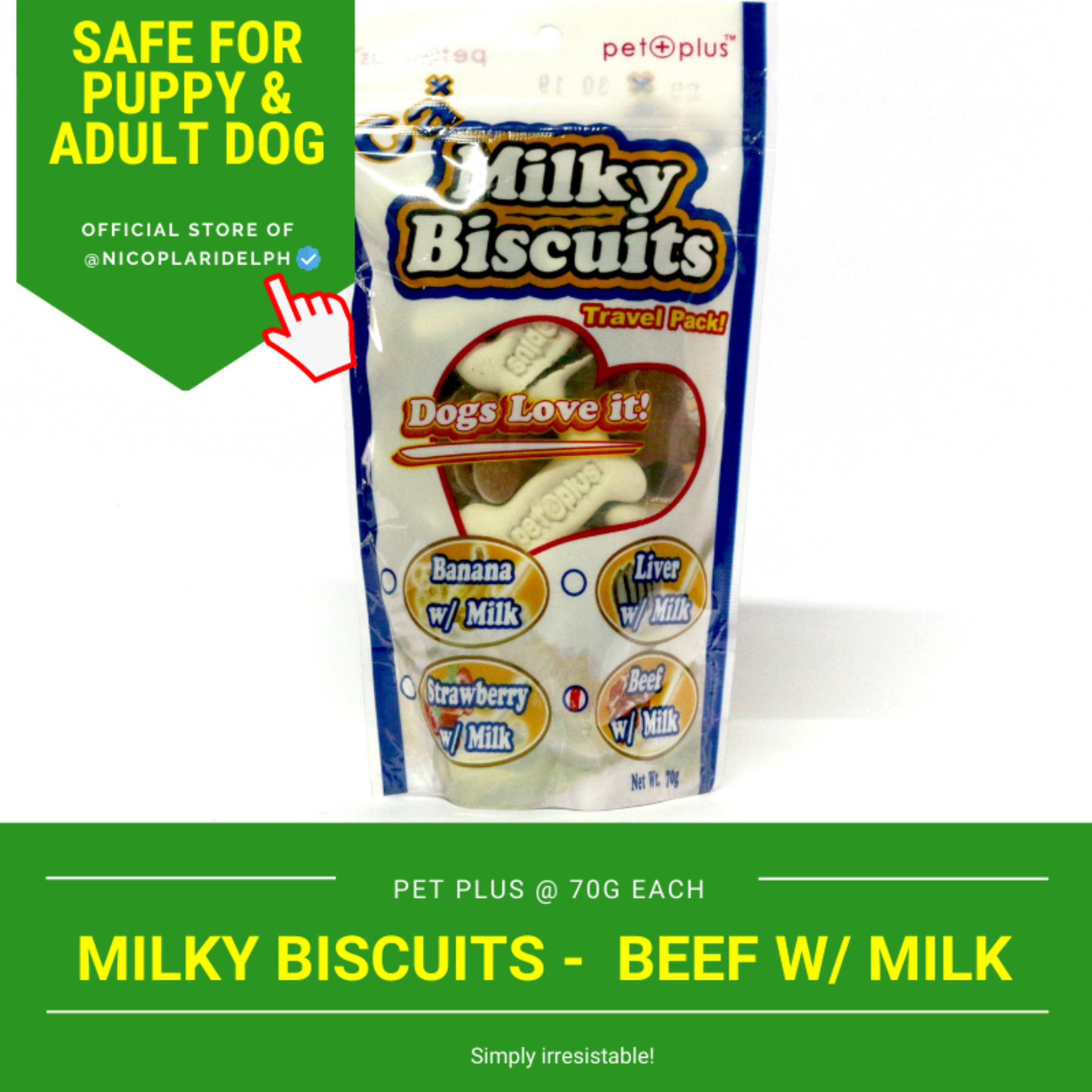 Calcium Milky Biscuits Beef and Milk Flavor with Essential Vitamins and