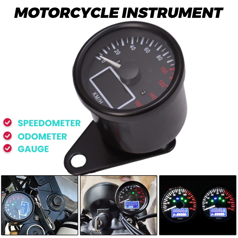 Motorcycle Speedometer Digital LCD Odometer Gauge Multi