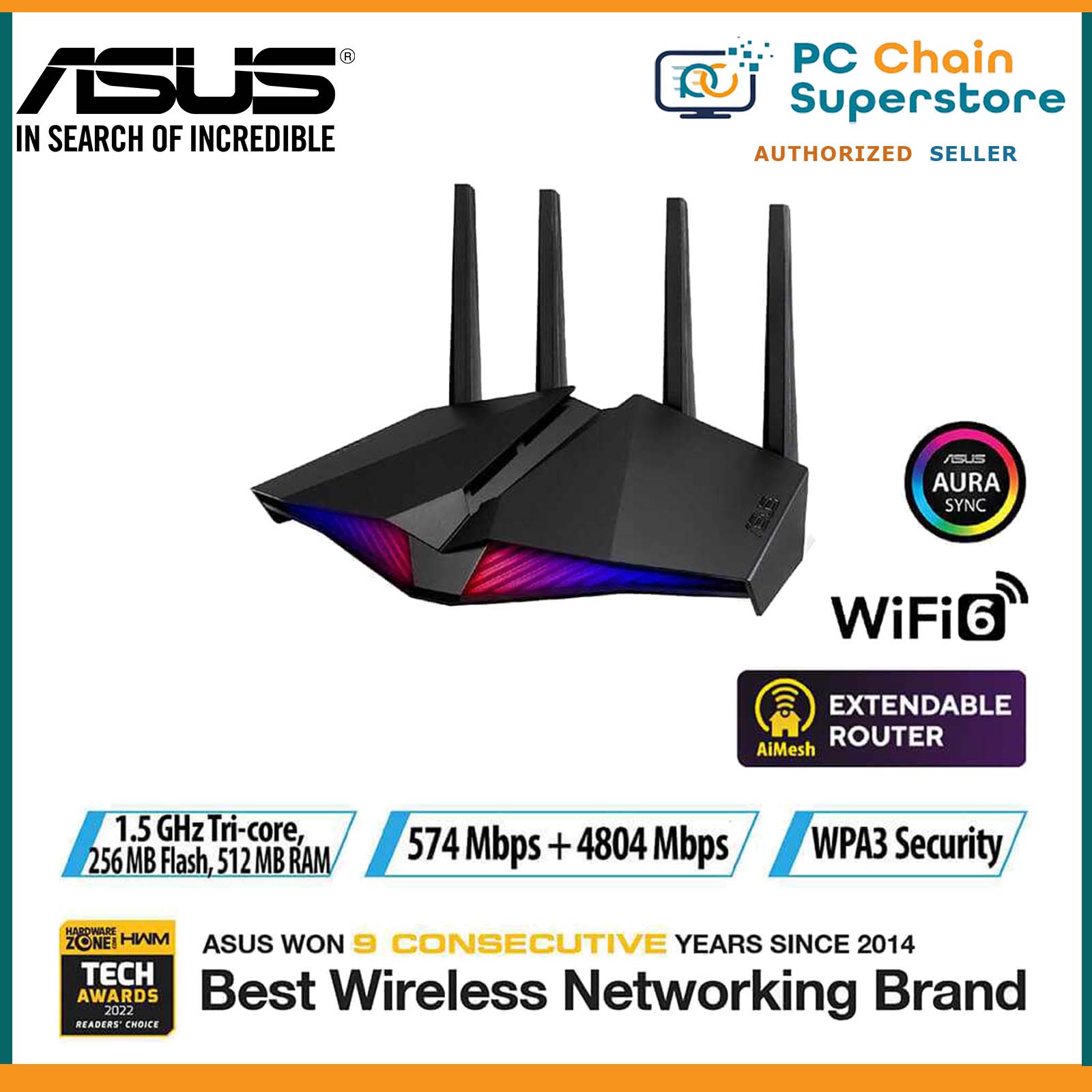 ASUS RT-AX82U AX5400 (AX82U) Dual Band WiFi 6 Gaming Router - Mobile ...