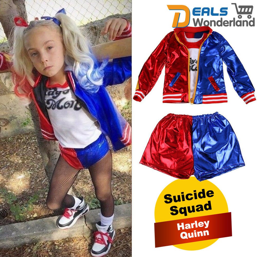 Girl Clothing Harley Quinn Set Suit 3PCS Harley Quinn Costume for Kids ...