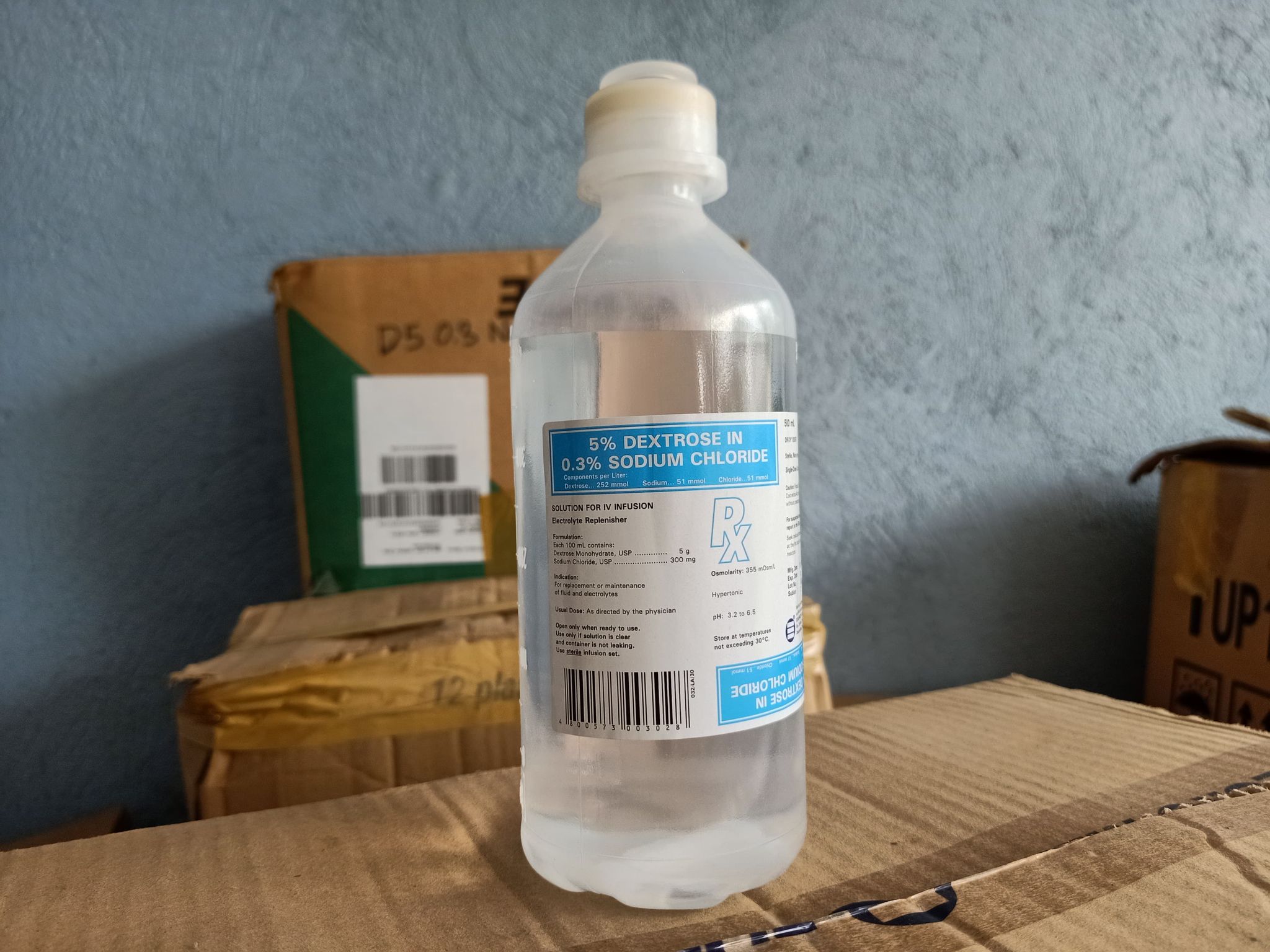 5 Dextrose 0 03 Sodium Chloride D50 3 NaCL 500ml Light Blue 