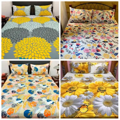 Printed Bed Sheet - (Printed Canadian Cotton with 2 Pillow Cases) Tropical and Floral Designs