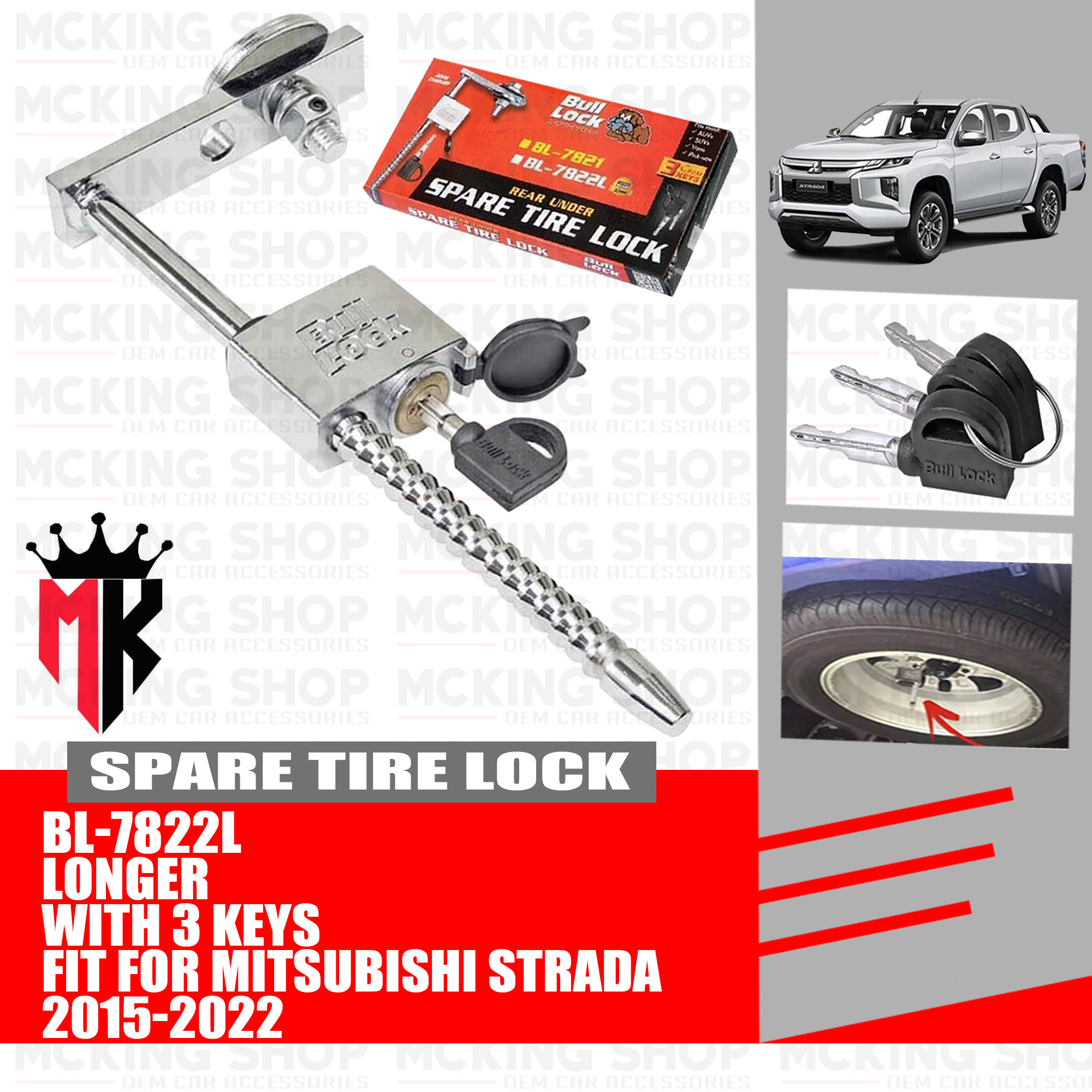 Mitsubishi Strada 2015-2022 Spare Tire Lock Rear Under Anti