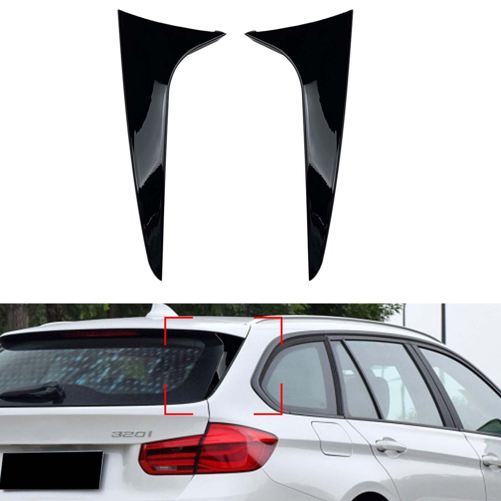 Rear Window Side Spoiler Trim For BMW 3 Series Wagon F31 2013 Gloss
