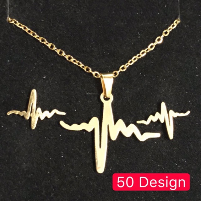 2 in 1 Necklace with Earrings Gold 