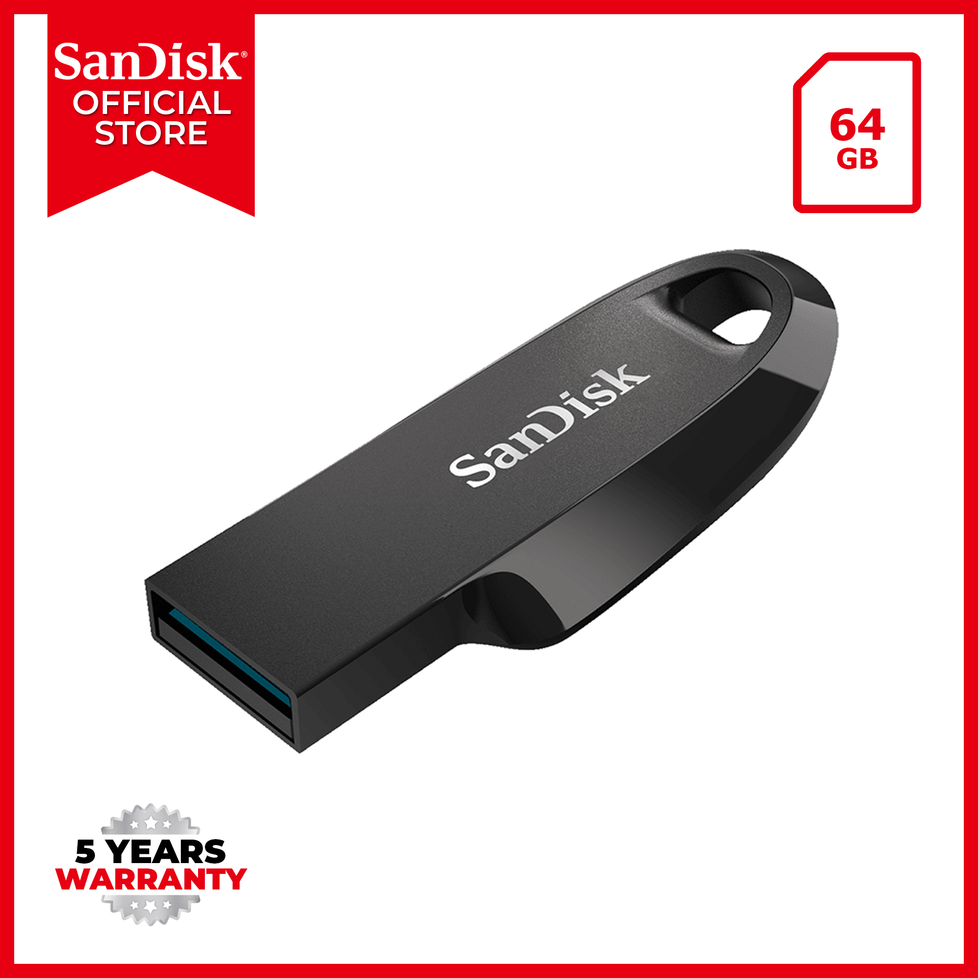 SanDisk Ultra Curve 64GB (SDCZ550-064G-G46) 3.2 Flash Drive (Black ...