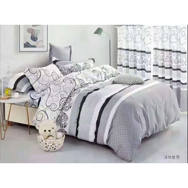 razon bedsheet QUEENKING 6in1 with curtain and bedsheet set bedsheet