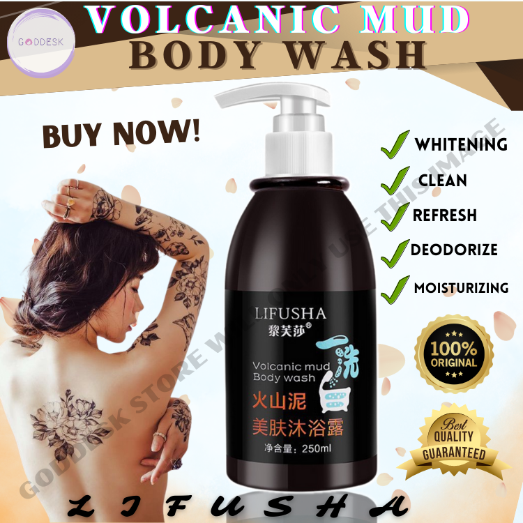 Lifusha Volcaninc Mud Body wash 250ML for Men/Women Pampaputi ng balat