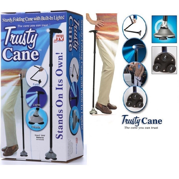 Sturdy Foldable Trusty Cane with LED Lights, Tungkod Baston Walking