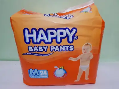 Happy Disposable Diapers Medium Size for 5 to 9 kg Kids - Baby Pants (1 pack x 24M)