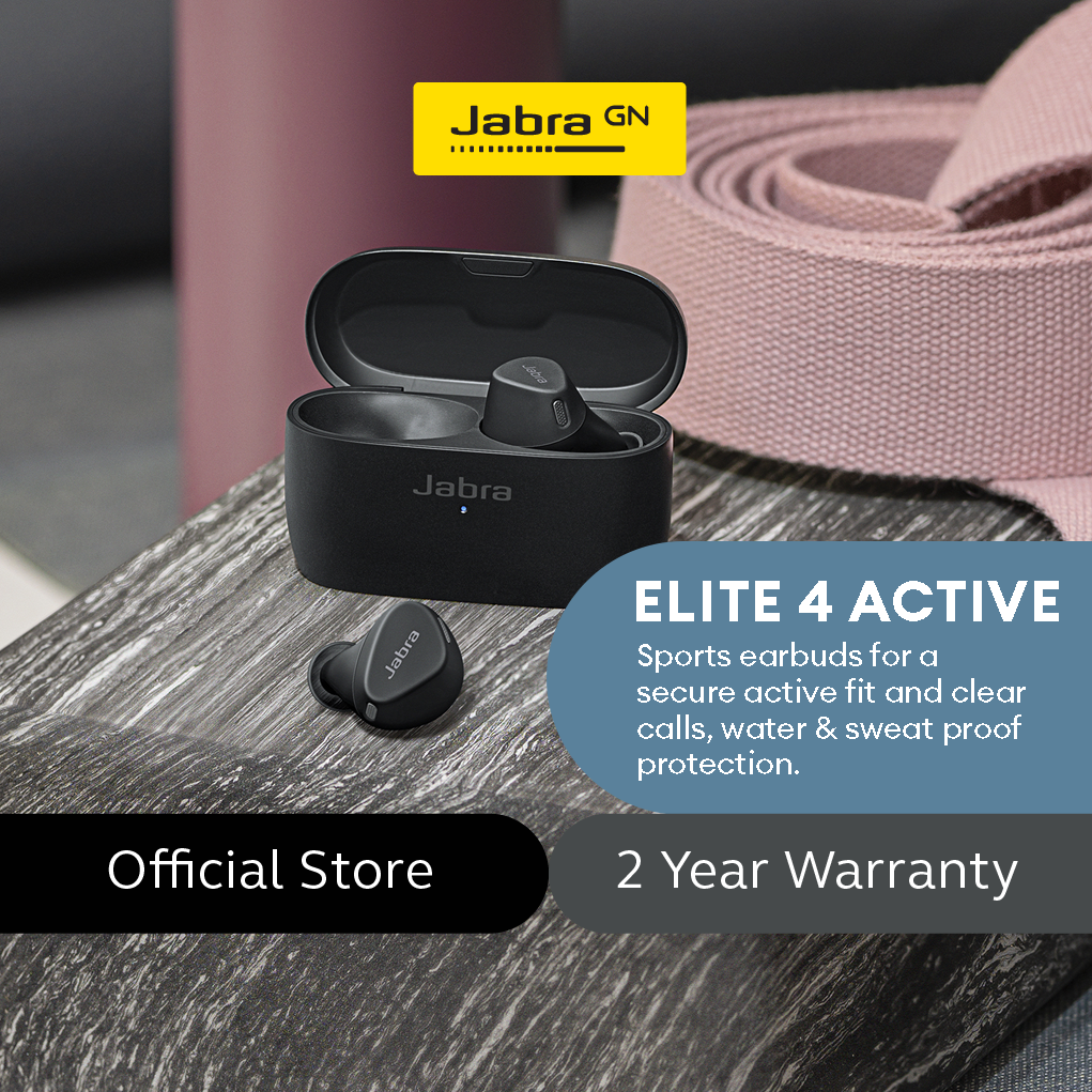 Jabra Elite 4 Active - True Wireless Sports Earbuds Bluetooth Earphones  Secure Active Fit, 4 Built-in Microphones ANC