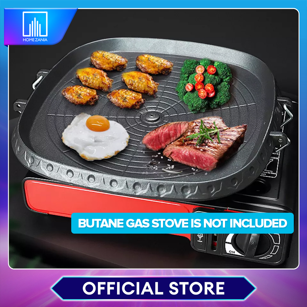  Korean Style Square Grill Pan with Maifan Coated  Surface,Non-stick Smokeless Barbecue Stovetop Plate for Indoor Outdoor BBQ:  Home & Kitchen