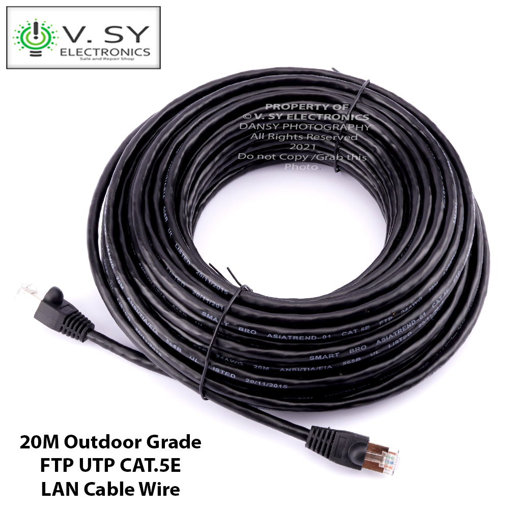 20M Outdoor Grade FTP UTP Double Jacketed Cat5 Cat5e UV Resistant