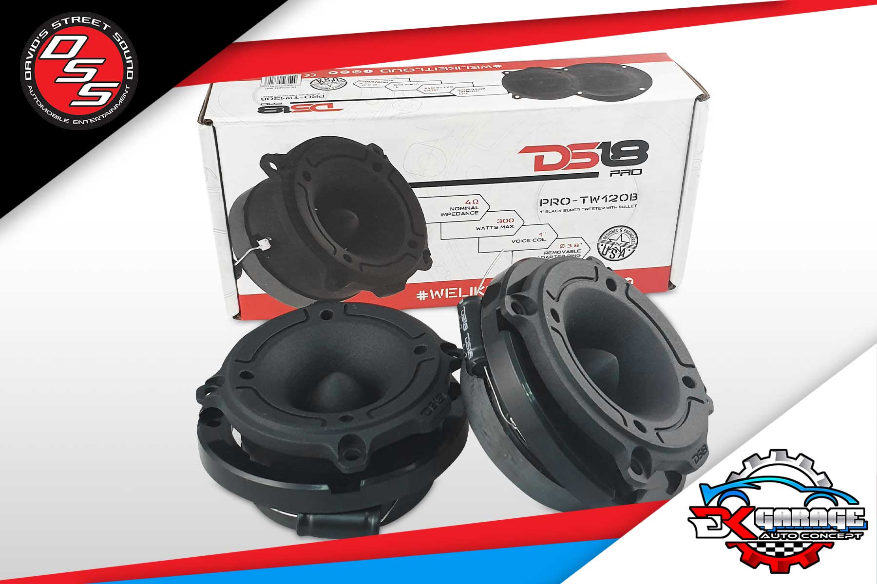 DS18 PROTW120B 3" 120W RMS 4-Ohm High Compression Bullet Tweeter Pair - Black