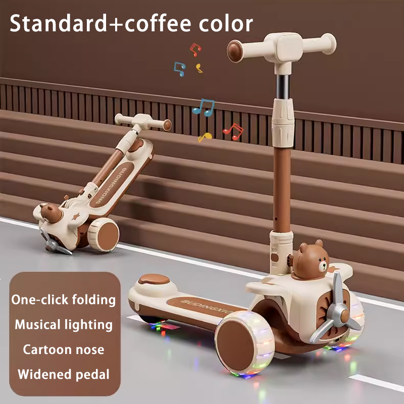 Children's scooters Foldable and adjustable height threewheeled